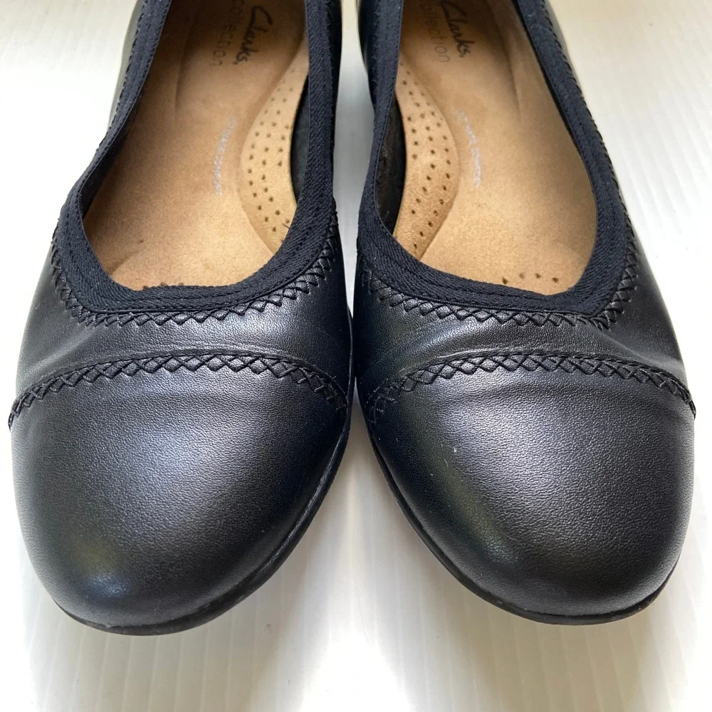Clarks Sara Bay Ballet Flats Black Leather Womens 9M
